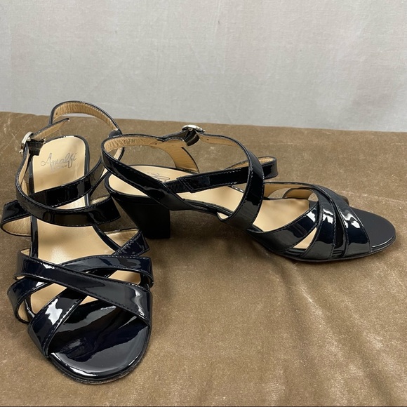 Amalfi by Rangoni Navy Patent Leather Heeled Sandal 8.5 M - Picture 2 of 8